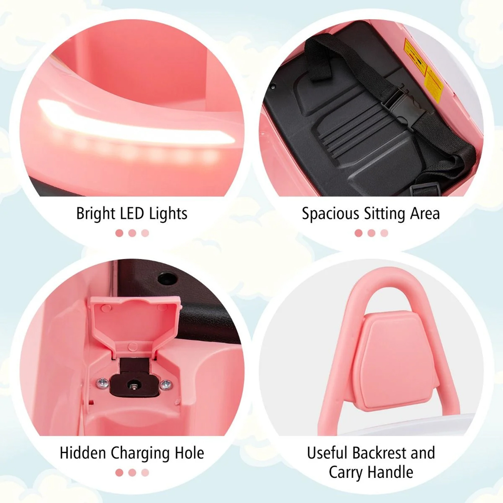 Costway Kids Pink Ride On Bumper Car Image 8