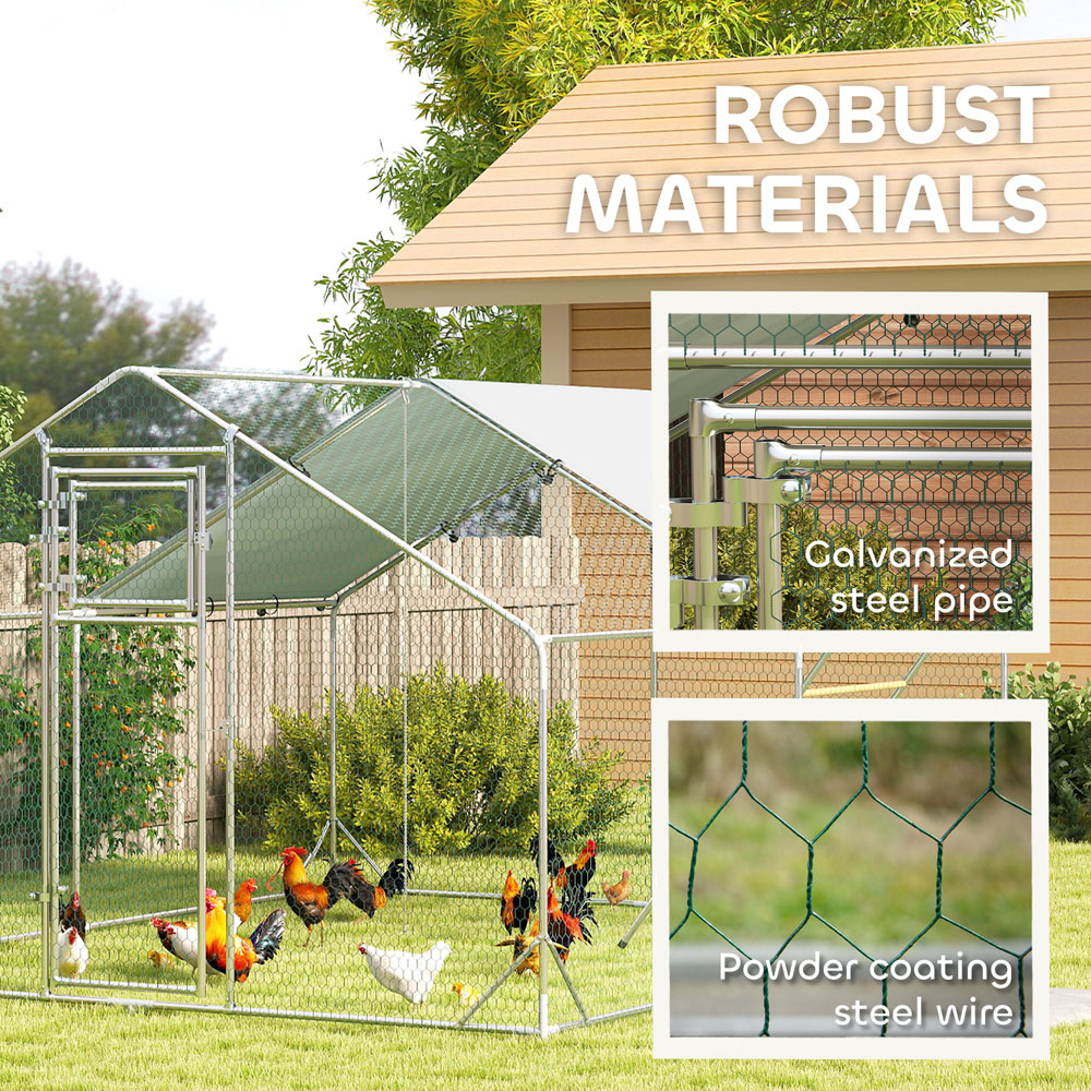 PawHut Walk In Chicken Run with Hanging Feeder Image 6