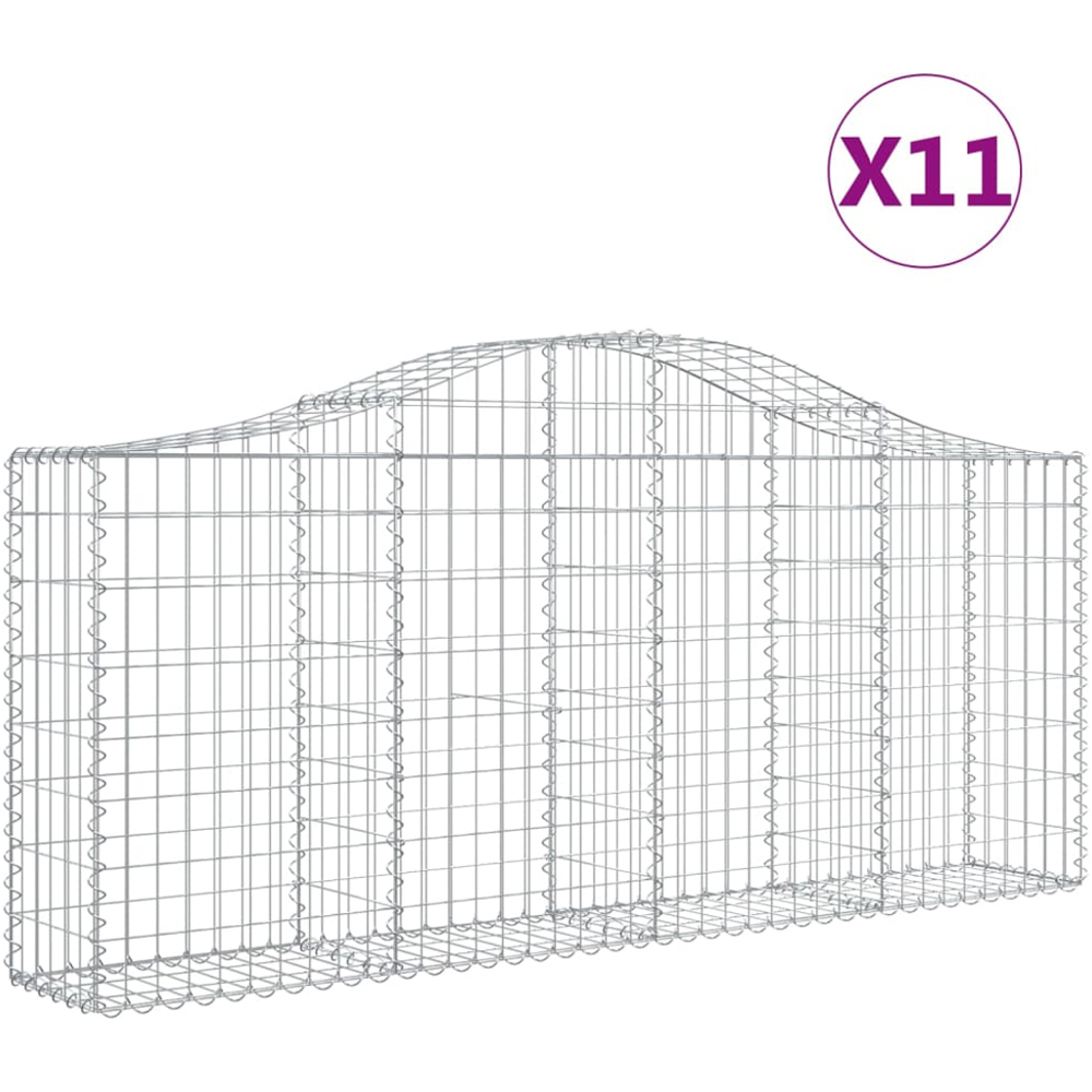 vidaXL Silver Galvanised Iron Gabion Basket 200 x 30 x 80/100cm 11 Pack Image 4