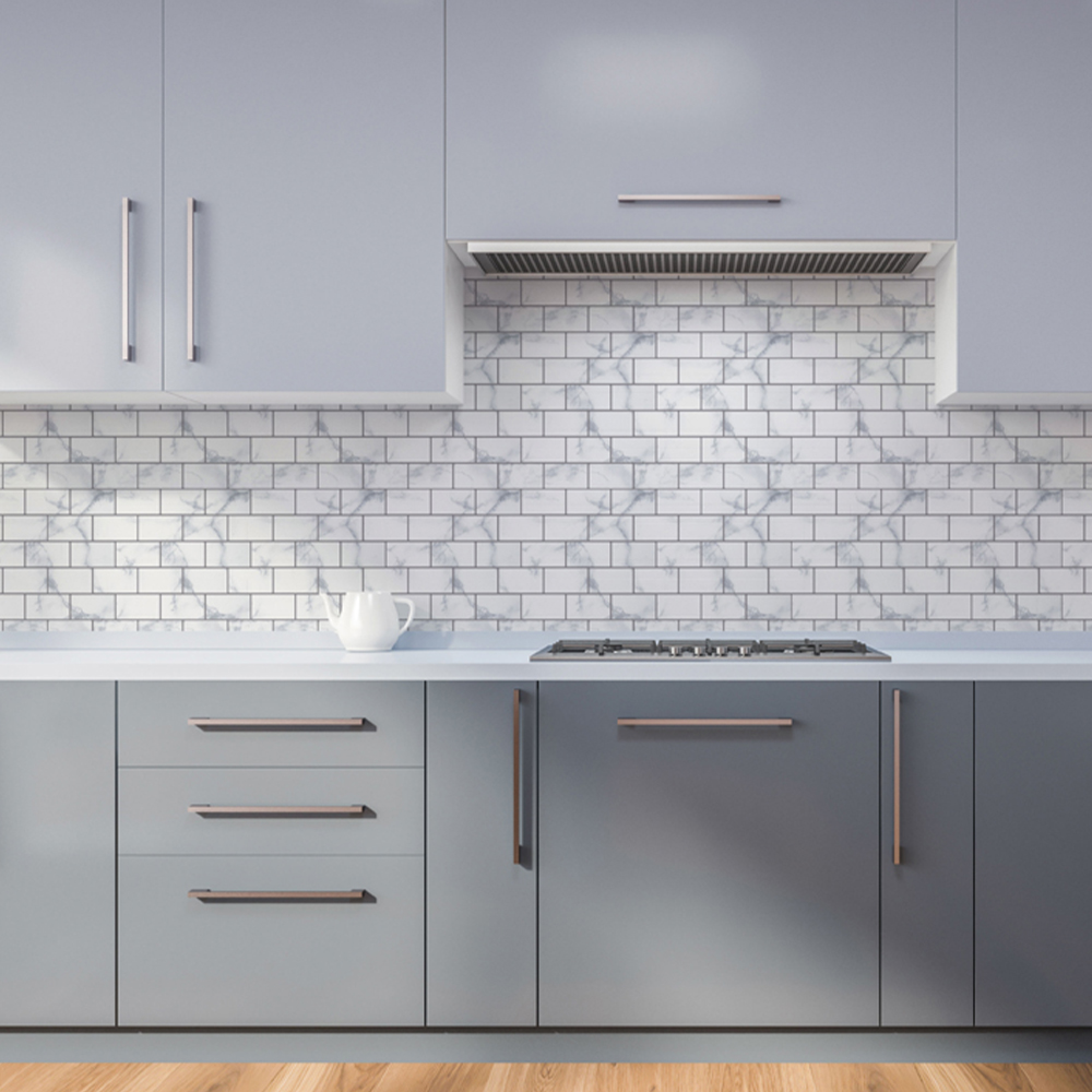 Arthouse ArtiFIX Grey Marble Effect Brick Design Sticky Back Wall Tile 5 Pack Image 4