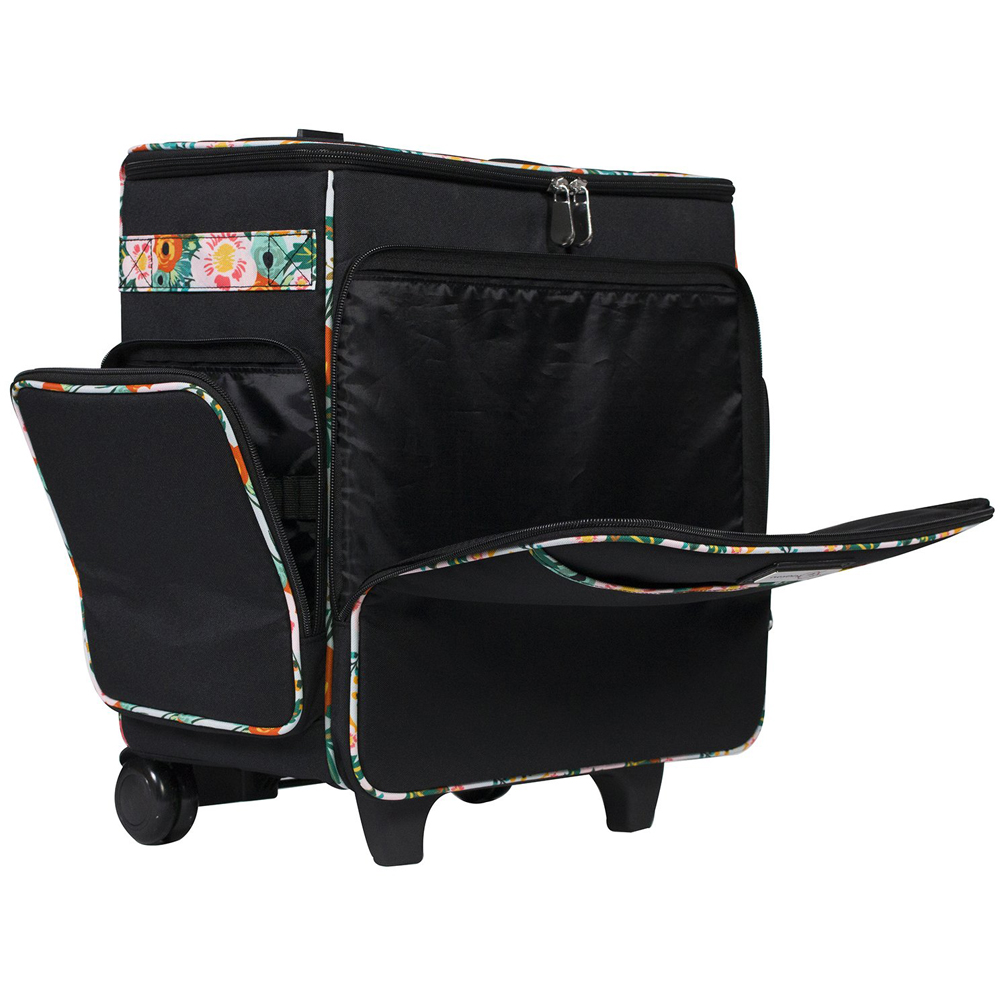 Everything Mary EVM6362-10 Black Floral Rolling Tote Trolley Bag 36.2 x 22.2 x 39.3cm Image 3