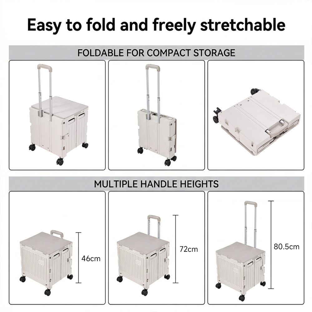 Living and Home Grey White Foldable Shopping Trolley 55L Image 7
