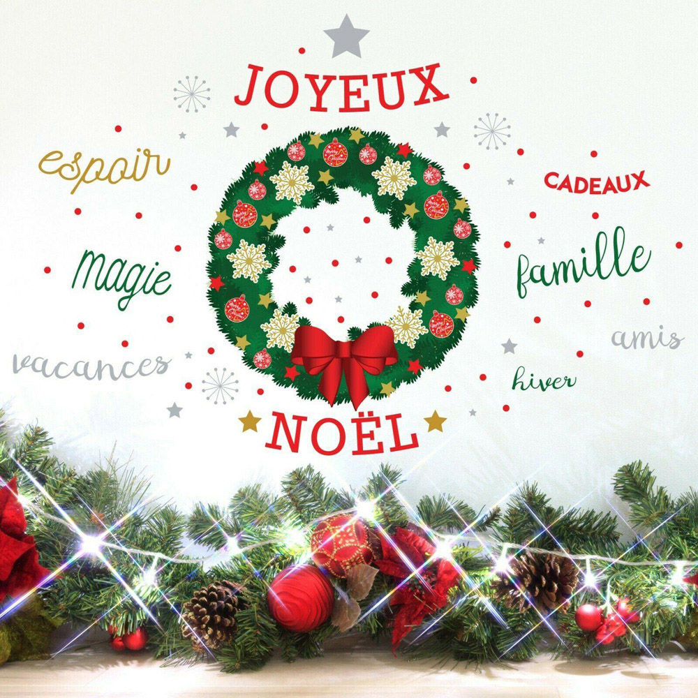 Walplus French Quotes Christmas Garland Self Adhesive Wall Stickers Image 2