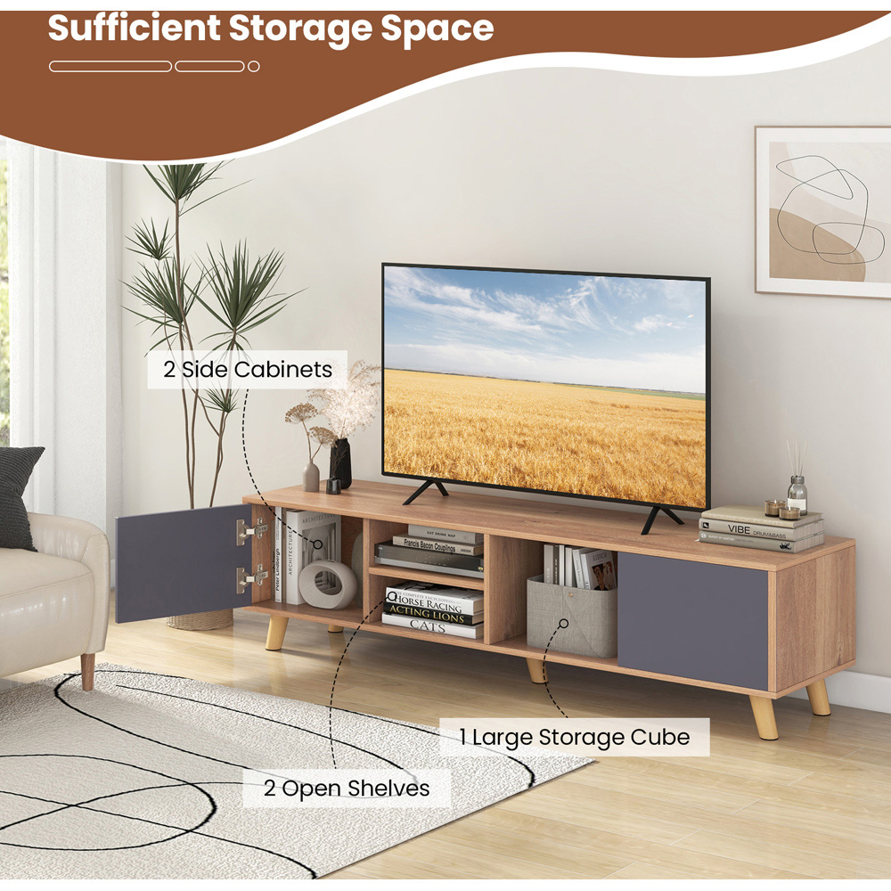 Costway 2 Door 3 Shelf TV Unit Image 4