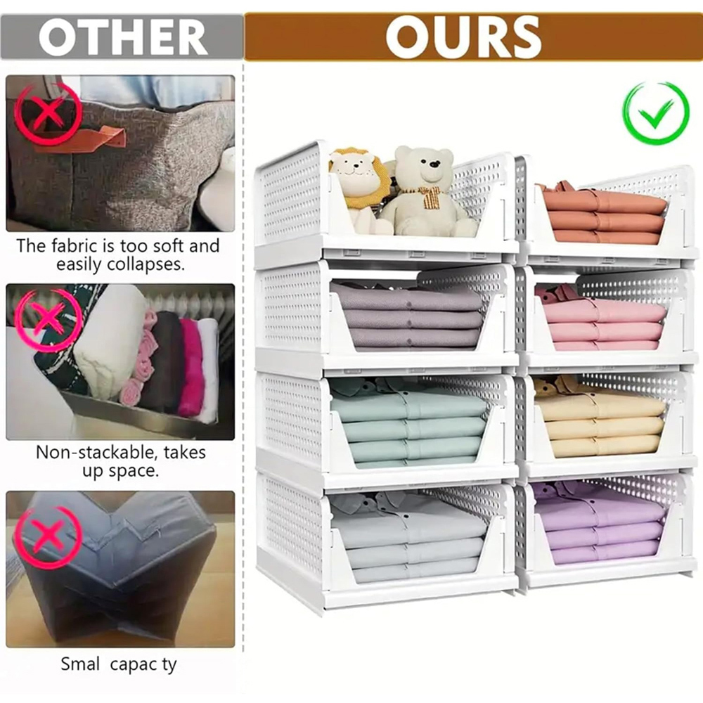 ATEK Stackable Foldable Pull-Out Storage Organiser Drawer 5 Pack Image 7