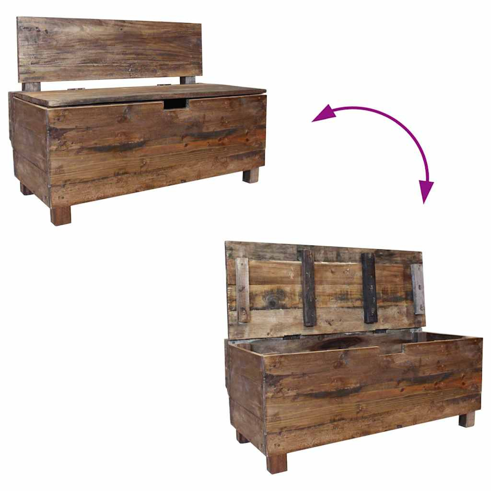vidaXL 2 Seater Brown Reclaimed Wood Bench with Storage Image 6