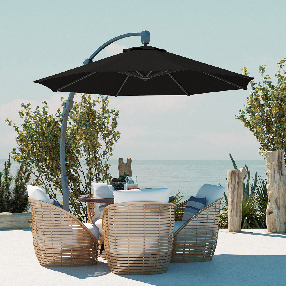 Outsunny Black Crank and Tilt Cantilever Parasol 3m Image 3
