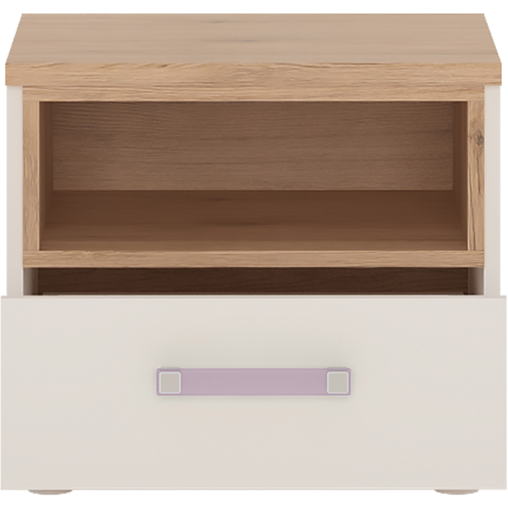 Florence 4KIDS Single Drawer Bedside Cabinet with Lilac Handles Image 3