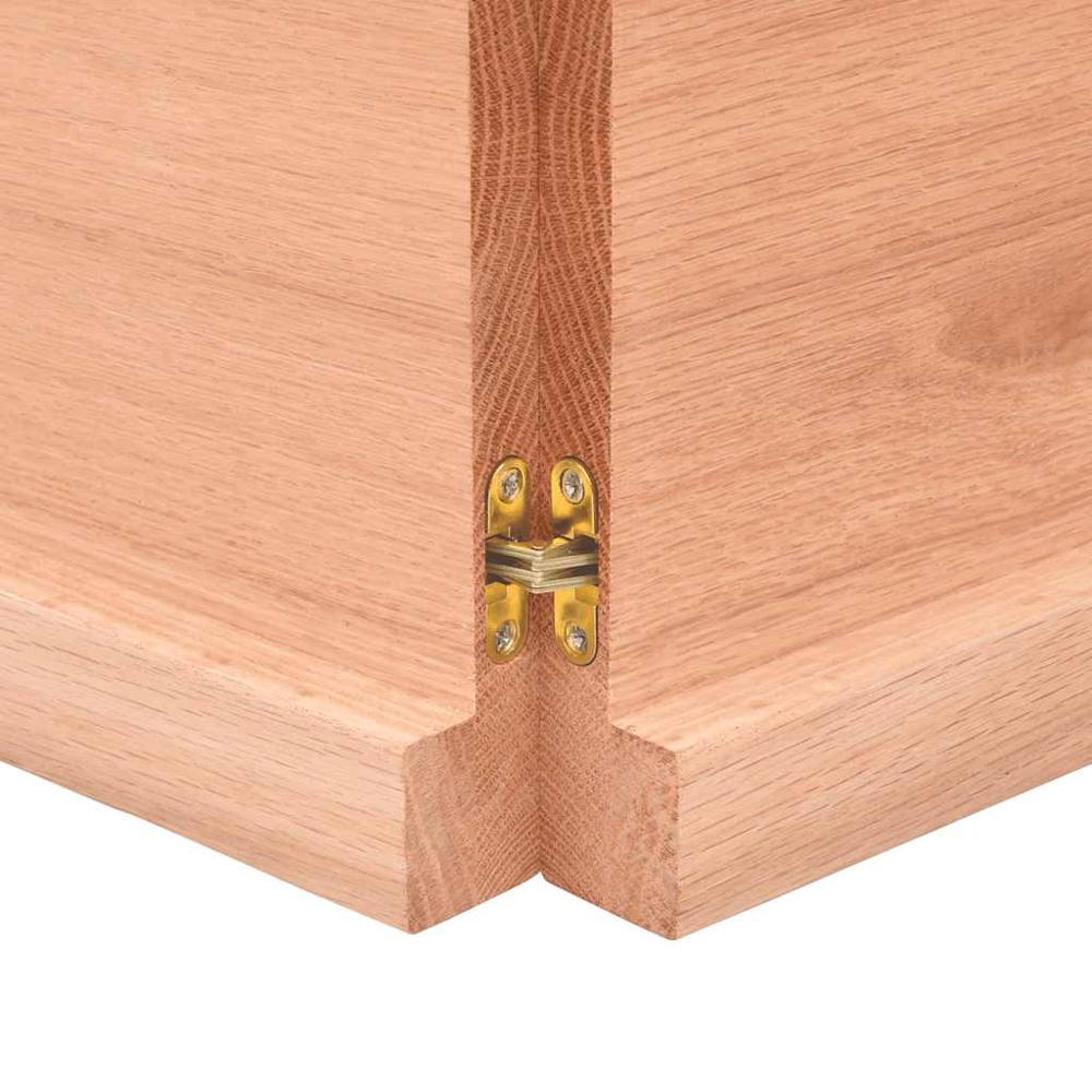vidaXL 180 x 60 x 4cm Light Brown Treated Solid Wood Oak Wall Shelf Image 3