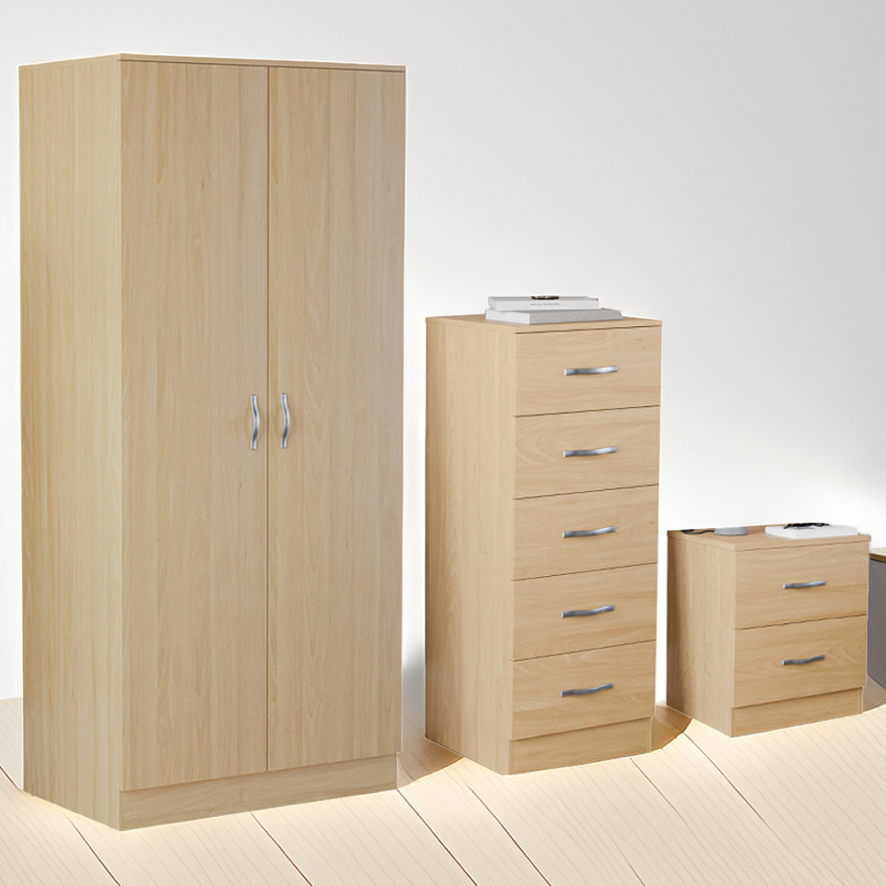 VIDA DESIGNS Riano Pine 3 Piece Narrow Bedroom Furniture Set Image 1