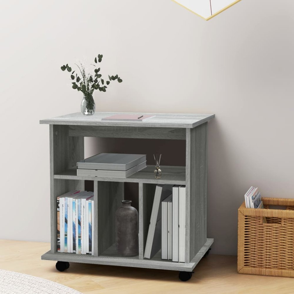 vidaXL 4 Shelf Grey Sonoma Rolling Storage Cabinet Image 3