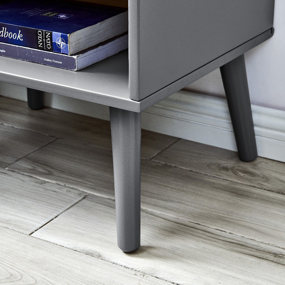 Furniturebox Isla Single Drawer Grey Bedside Table Image 4