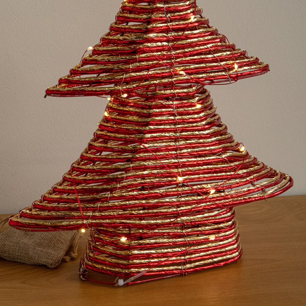 Samuel Alexander Warm White LED Red and Gold Braid Christmas Tree with Timer 40cm Image 4