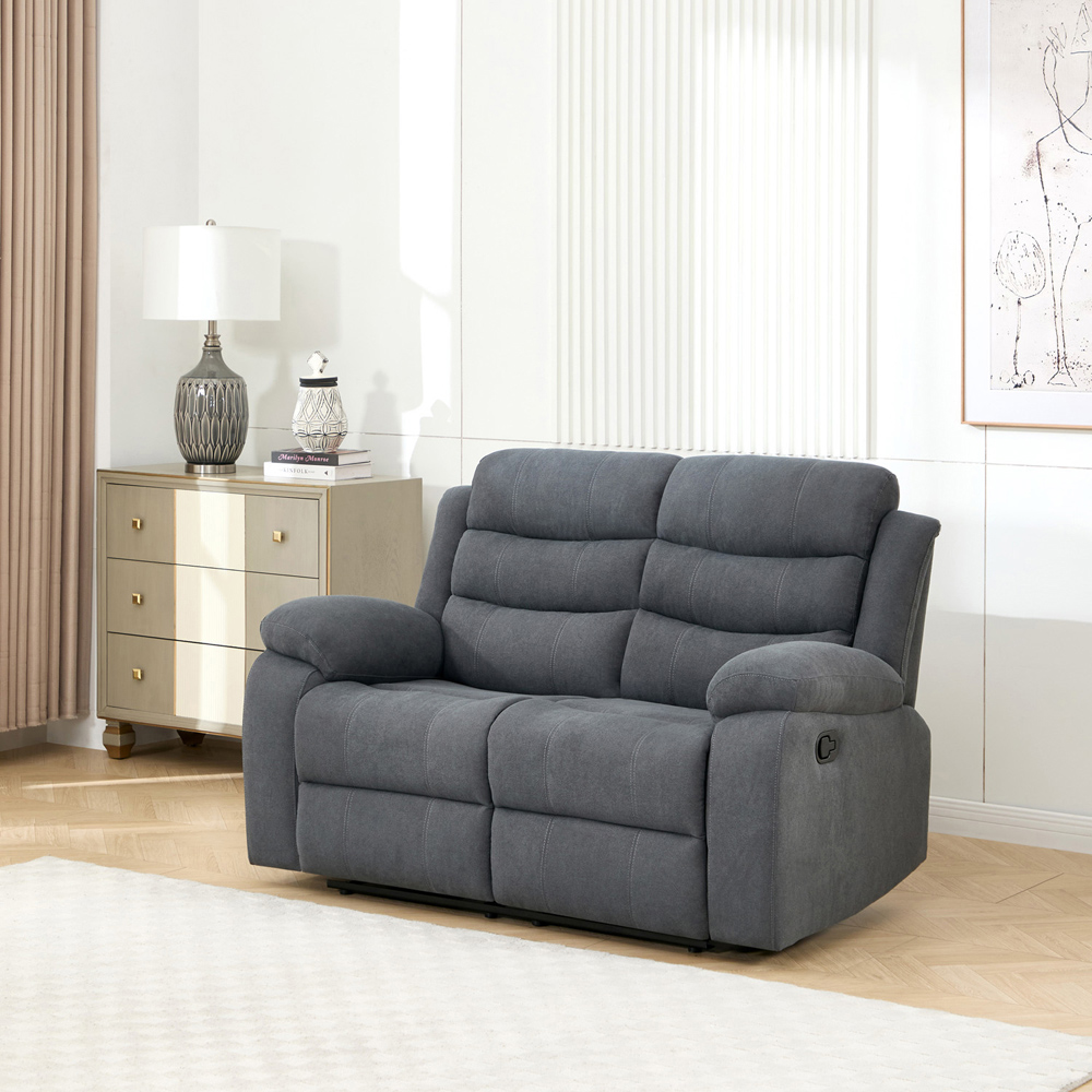 Furniture Online Boston 2 Seater Grey Manual Recliner Sofa Image 7