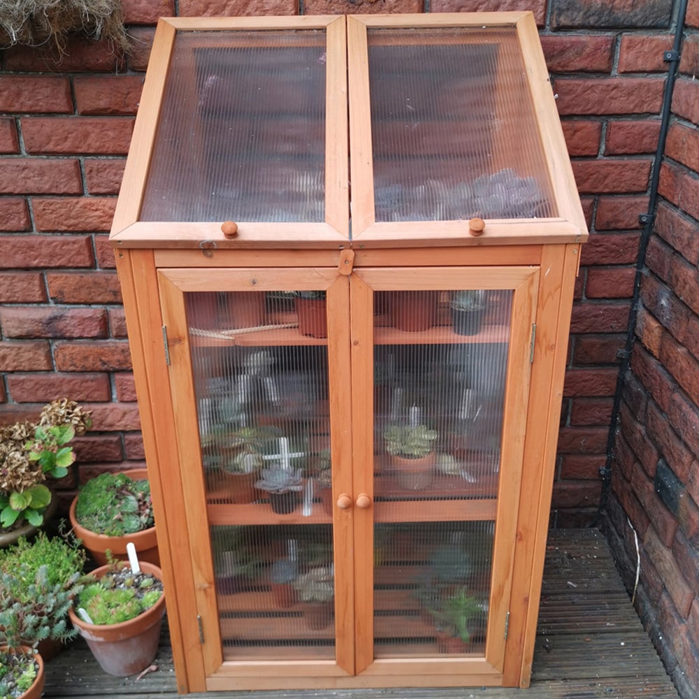 Samuel Alexander Natural Wooden Cold Frame 2.3 x 1.6ft Mini Greenhouse Image 2