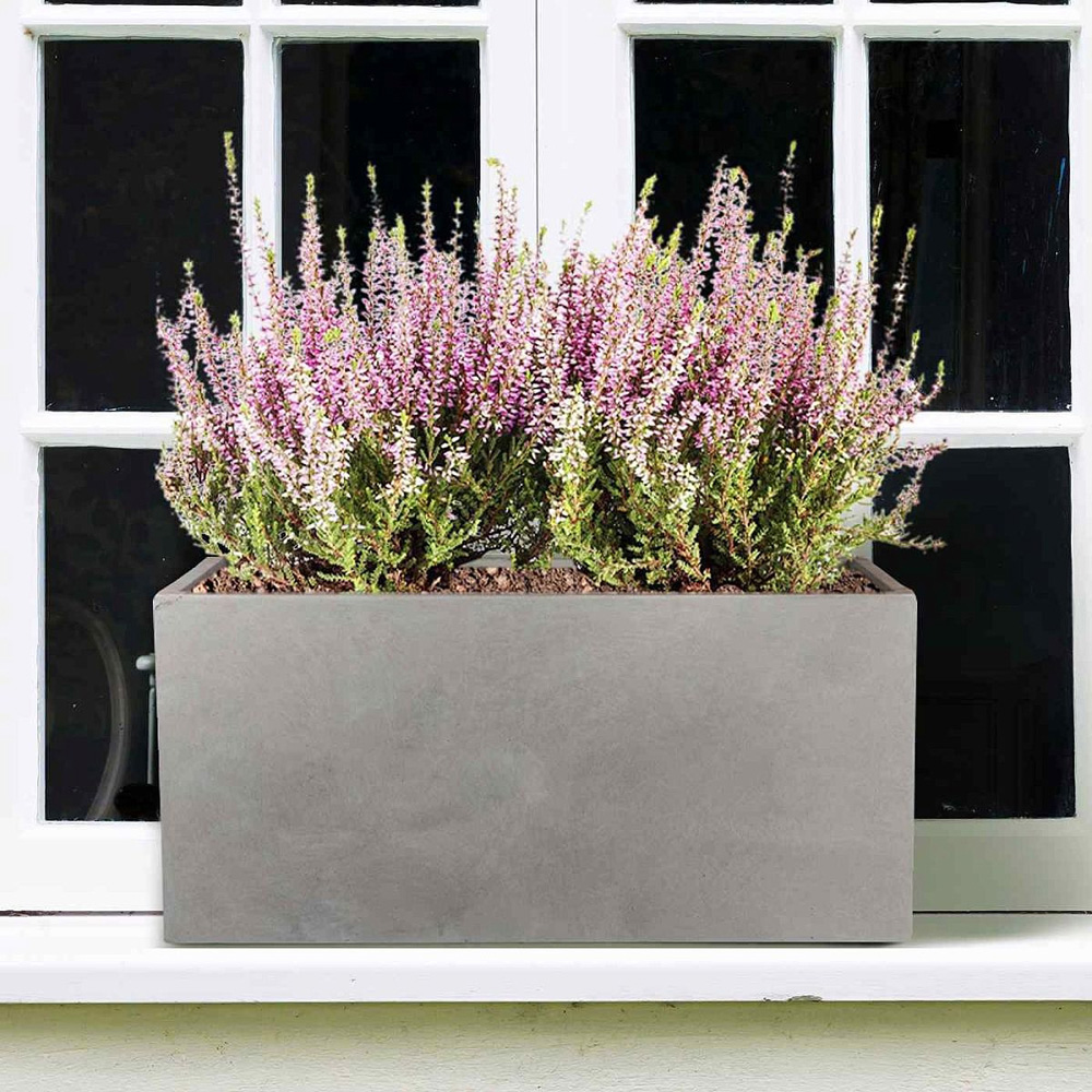 wilko Window Flower Box Grey Light Concrete Outdoor Planter 50cm Image 2