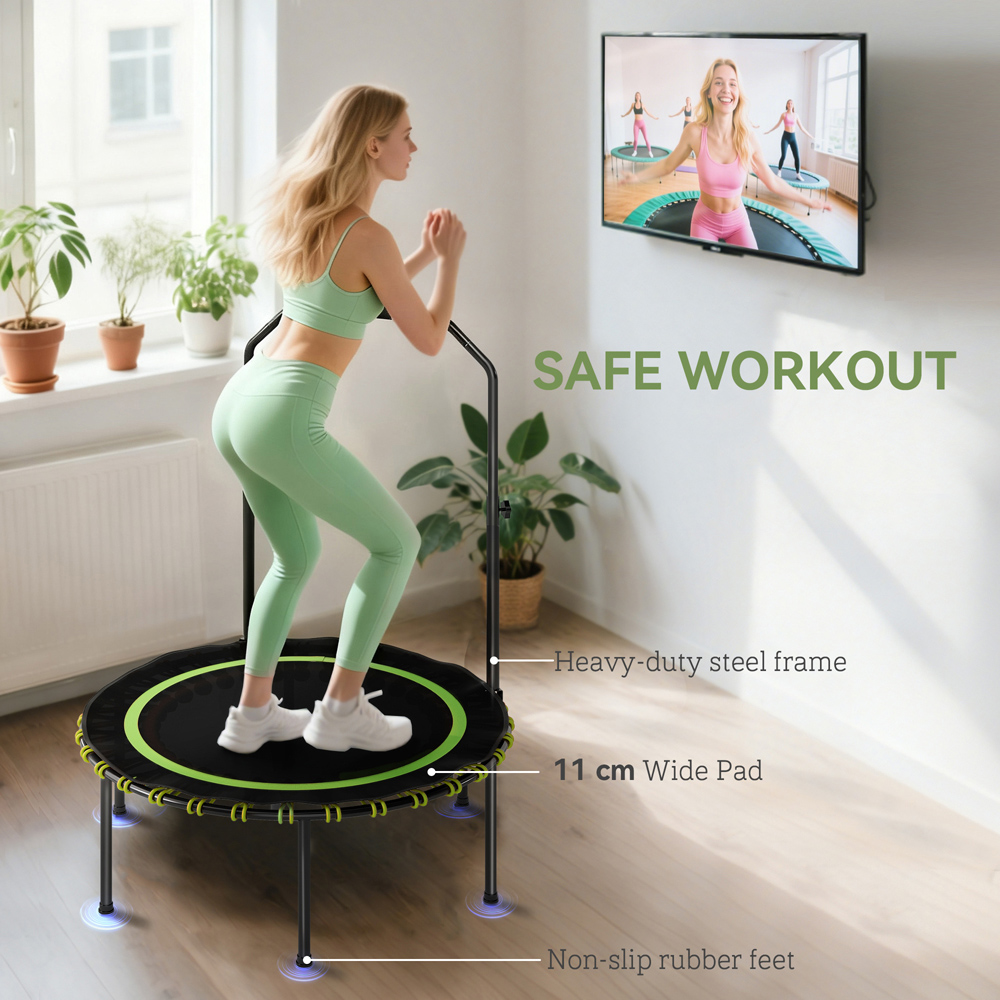 SPORTNOW 3.3ft Green Foldable Rebounder Mini Trampoline with Handle Image 6