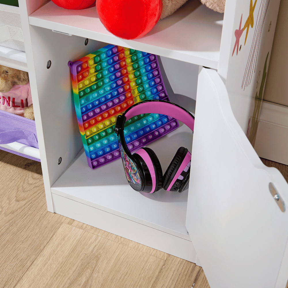 Home Source Anya Single Door 9 Fabric Drawer 3 Shelf Multicolour Sealife Animal Kids Bookcase Image 3