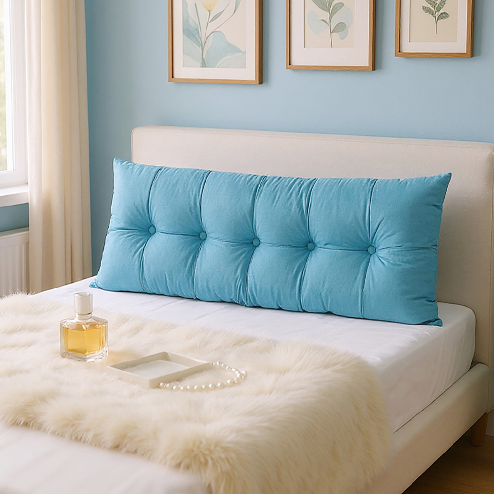 Living and Home Blue Chenille Headboard Pillow 60 x 150cm Image 7
