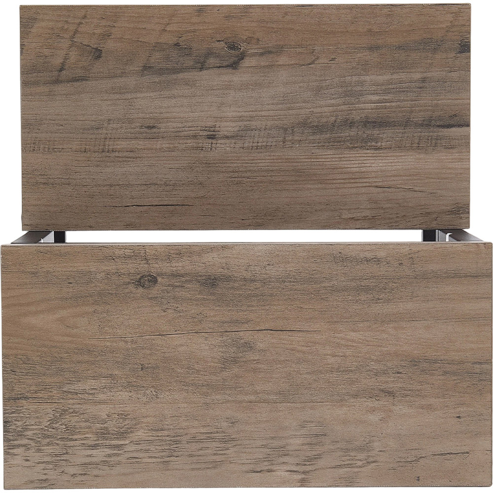 Living and Home Grey and Black Rustic Wood Grain 2 Step Stool Image 5