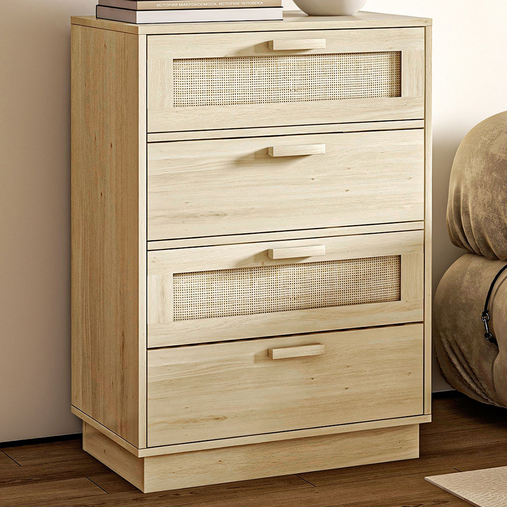 Portland 4 Drawer Natural Boho Chest of Drawers Image 1