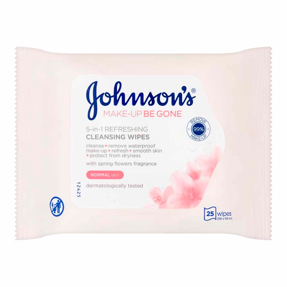 Johnsons Make Up Be Gone 5 in 1 Refreshing Cleansing Wipes Case of 6 x 25 Pack Image 2