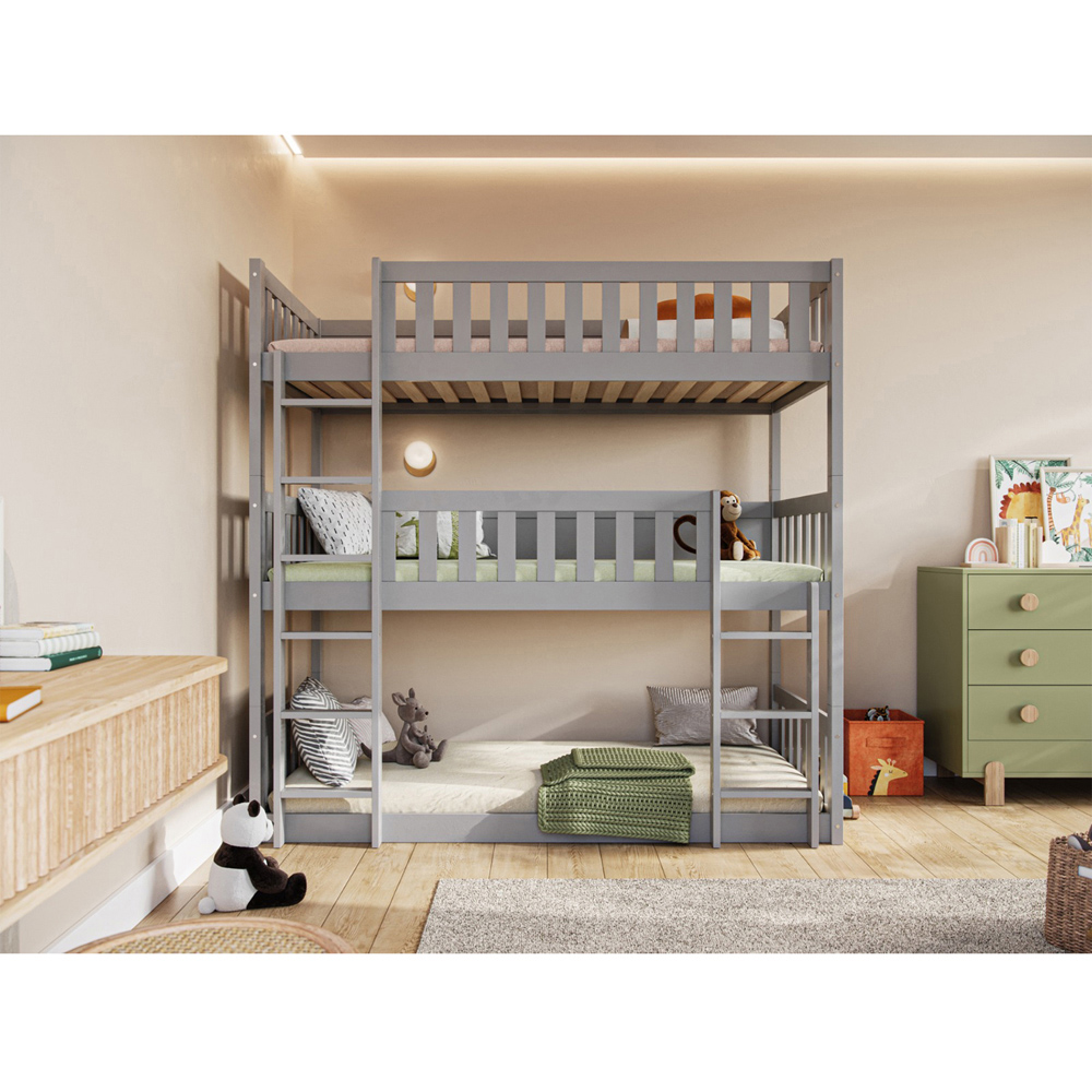 Flair Bea Grey Triple High Wooden Bunk Bed Image 4