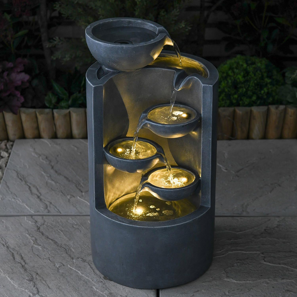 Garden Gear 4 Bowl Cascading LED Water Feature Image 2