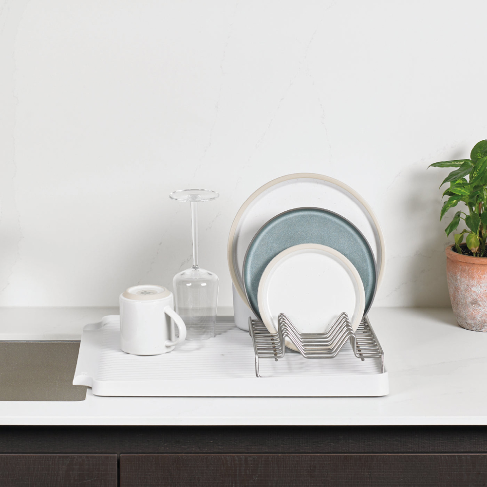 ReBorn Stone effect Large Kitchen Draining Rack with Cutlery Holder Image 5