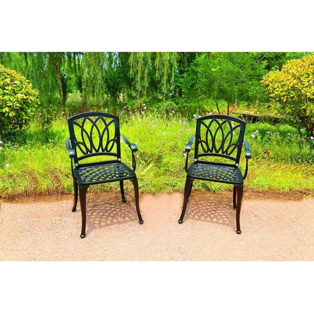 Centurion Positano Set of 2 Black Garden Bistro Chairs with Armrests Image 8
