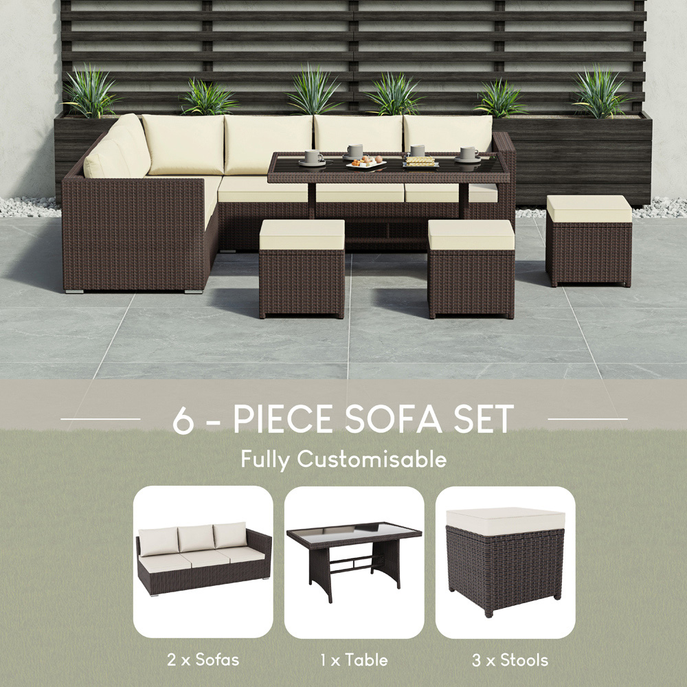 GARDEN VIDA Belgrave 9 Seater Brown PE Rattan Garden Corner Lounge Set with Cover Image 4