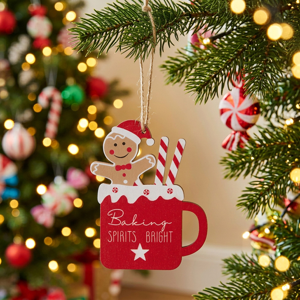Gingerbread Mug Decoration Red and White Image 3