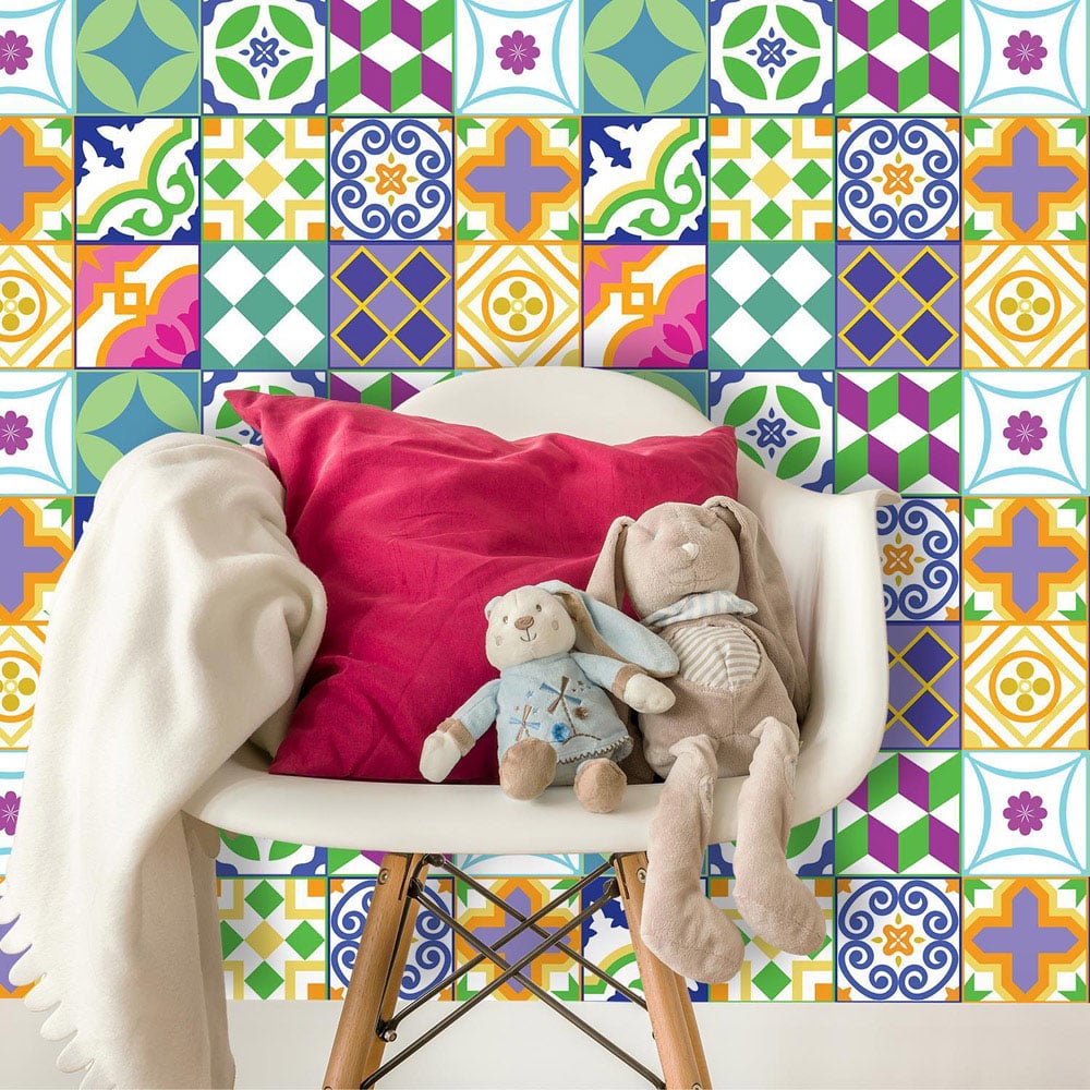 Walplus Classic Spanish Colourful Mixed 1 Tile Sticker 24 Pack Image 6