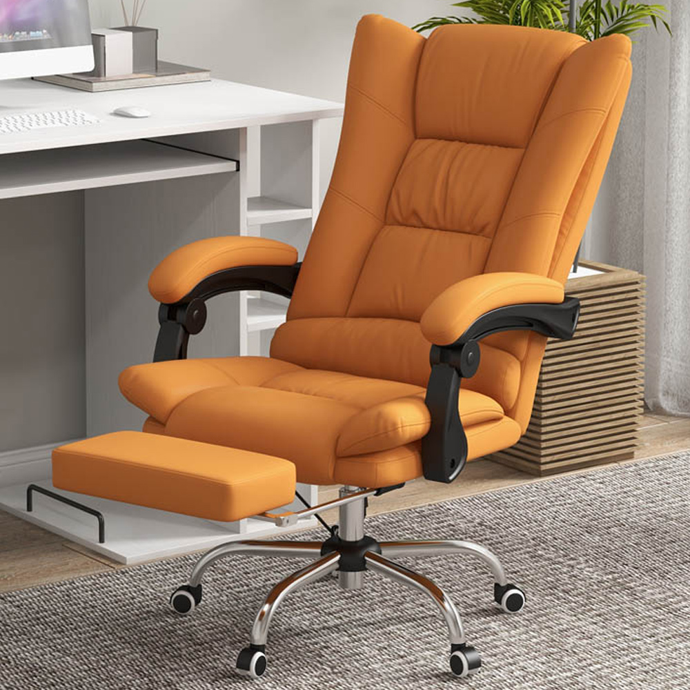 Portland Light Brown PU Leather Swivel Vibration Massage Office Chair Image 1