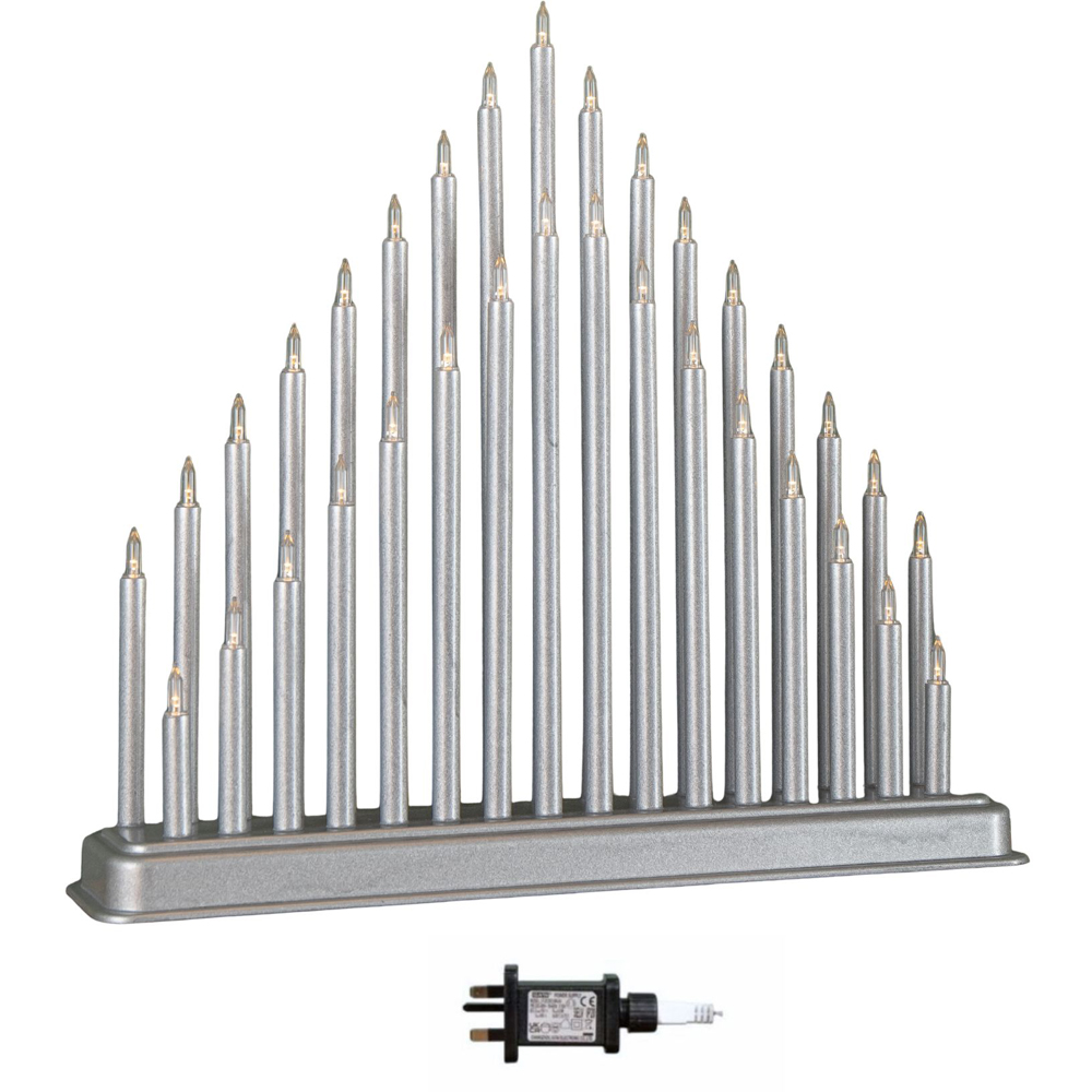 Samuel Alexander 33 Warm White LED Silver Light Up Christmas Candle Bridge 34cm Image 2