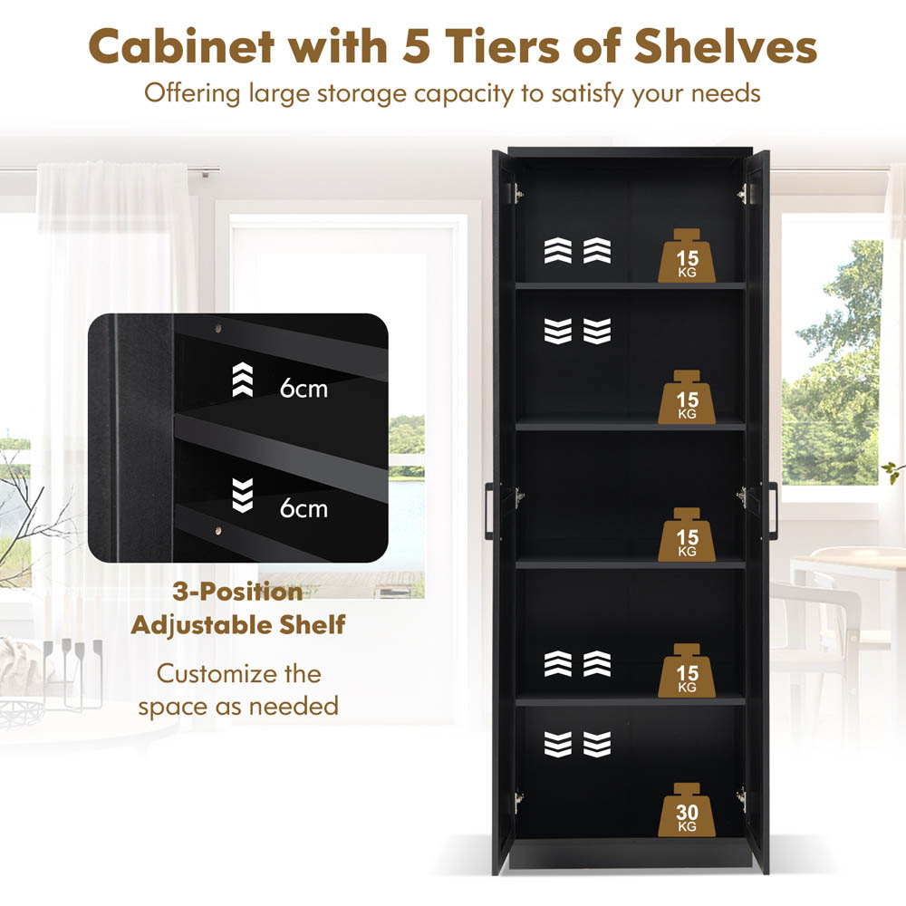 Costway 2 Door Black Wooden Storage Cabinet Image 8