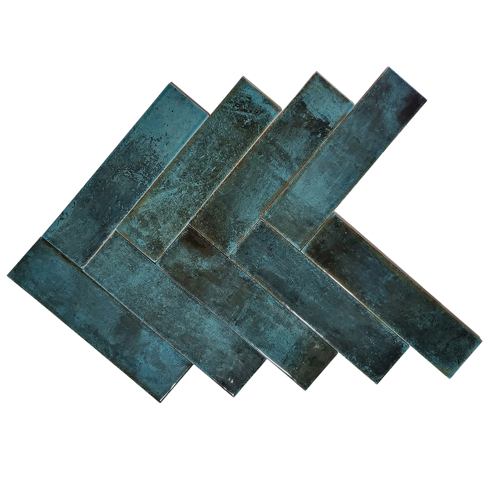 Top Ceramics Metro Turquoise Green Gloss Flat Bumpy Ceramic Wall Tile 65 x 250mm 0.82sqm Image 5