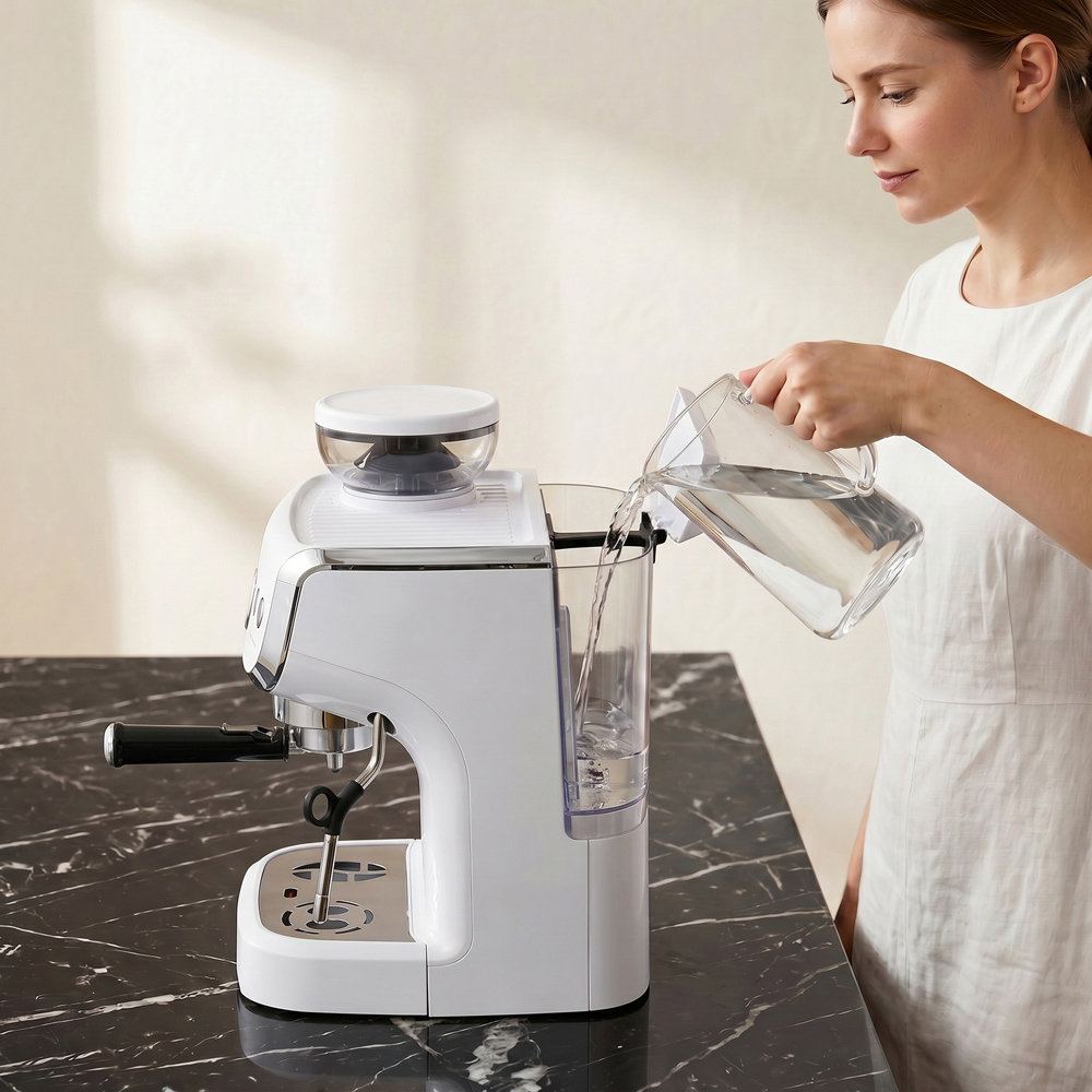 HOMCOM Bean to Cup 800-197V70WT White Coffee Machine with Integrated Bean Grinder Image 4
