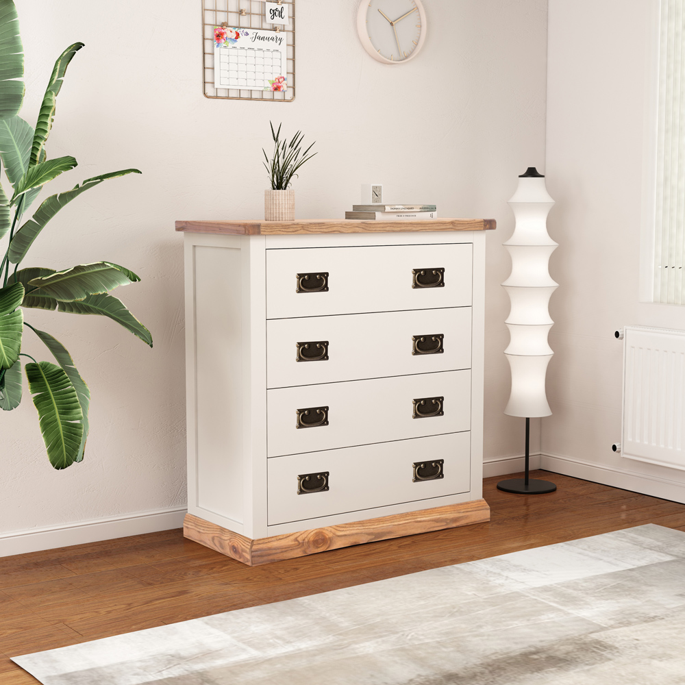 Tropea 4 Drawer Off White Chest of Drawers with Brass Drop Handles Image 8