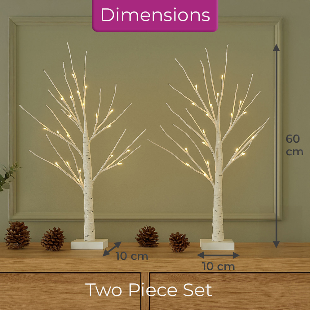Neo 2 Piece Warm White LED Light Up Twig Tree Decorations Set 60cm Image 7