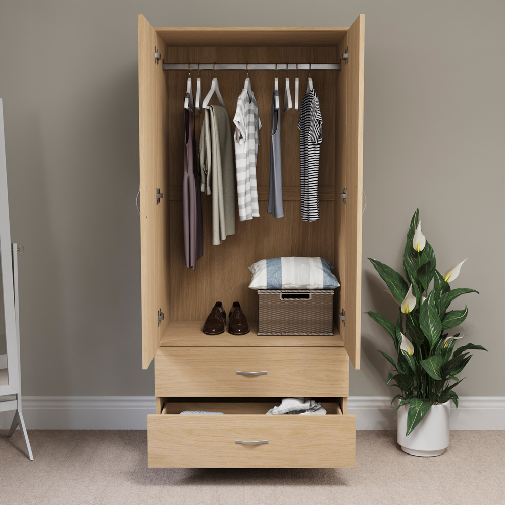 Vida Designs Riano 2 Door 2 Drawer Pine Wardrobe Image 5