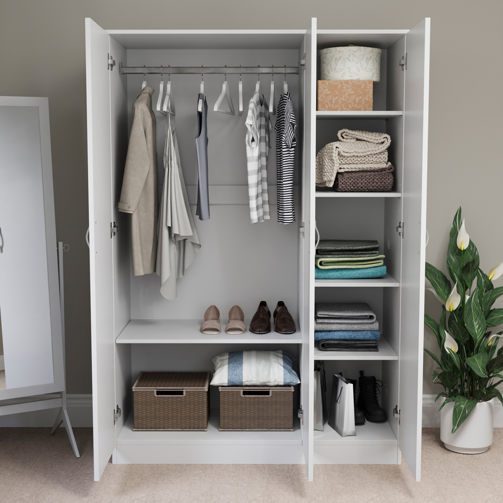 Vida Designs Riano 3 Door White Wardrobe Image 4
