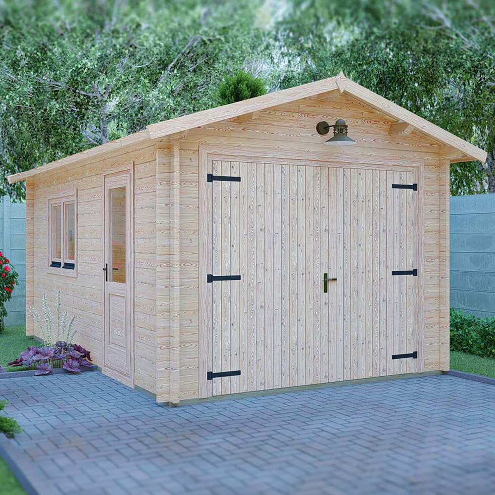 Shire Garage 10 x 17ft Double Door Apex Log Cabin Image 7