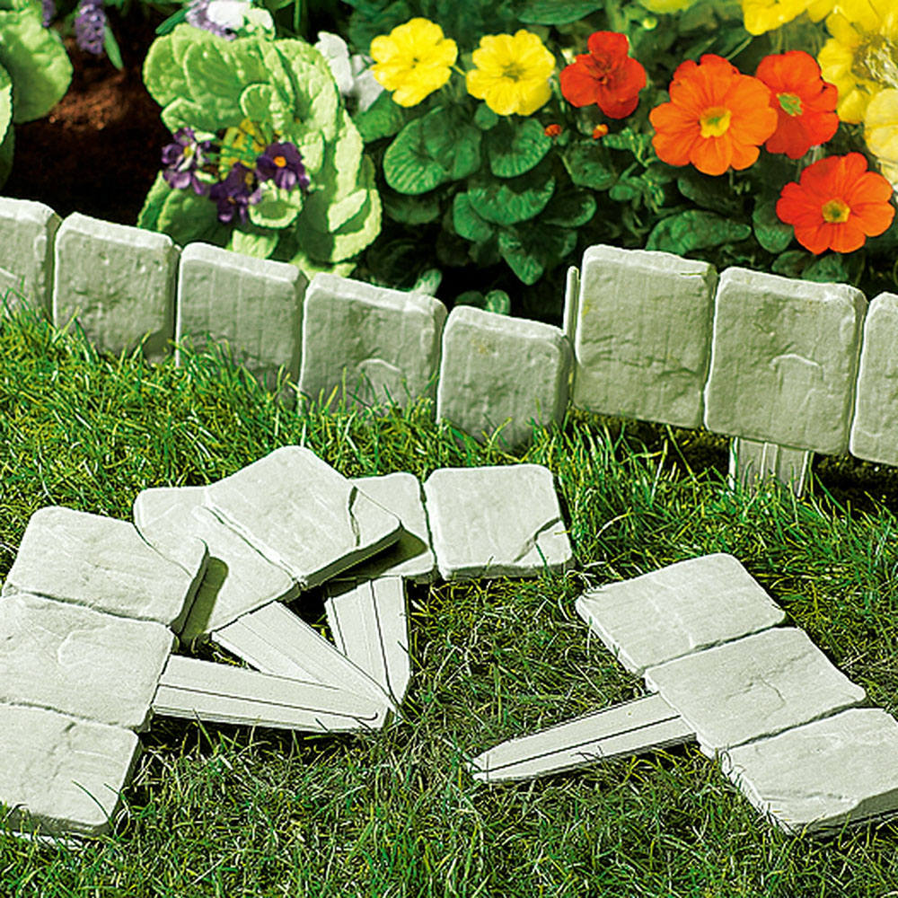 Avilo Cobble Stone Effect Garden Edging Border 10 Pack Image 2