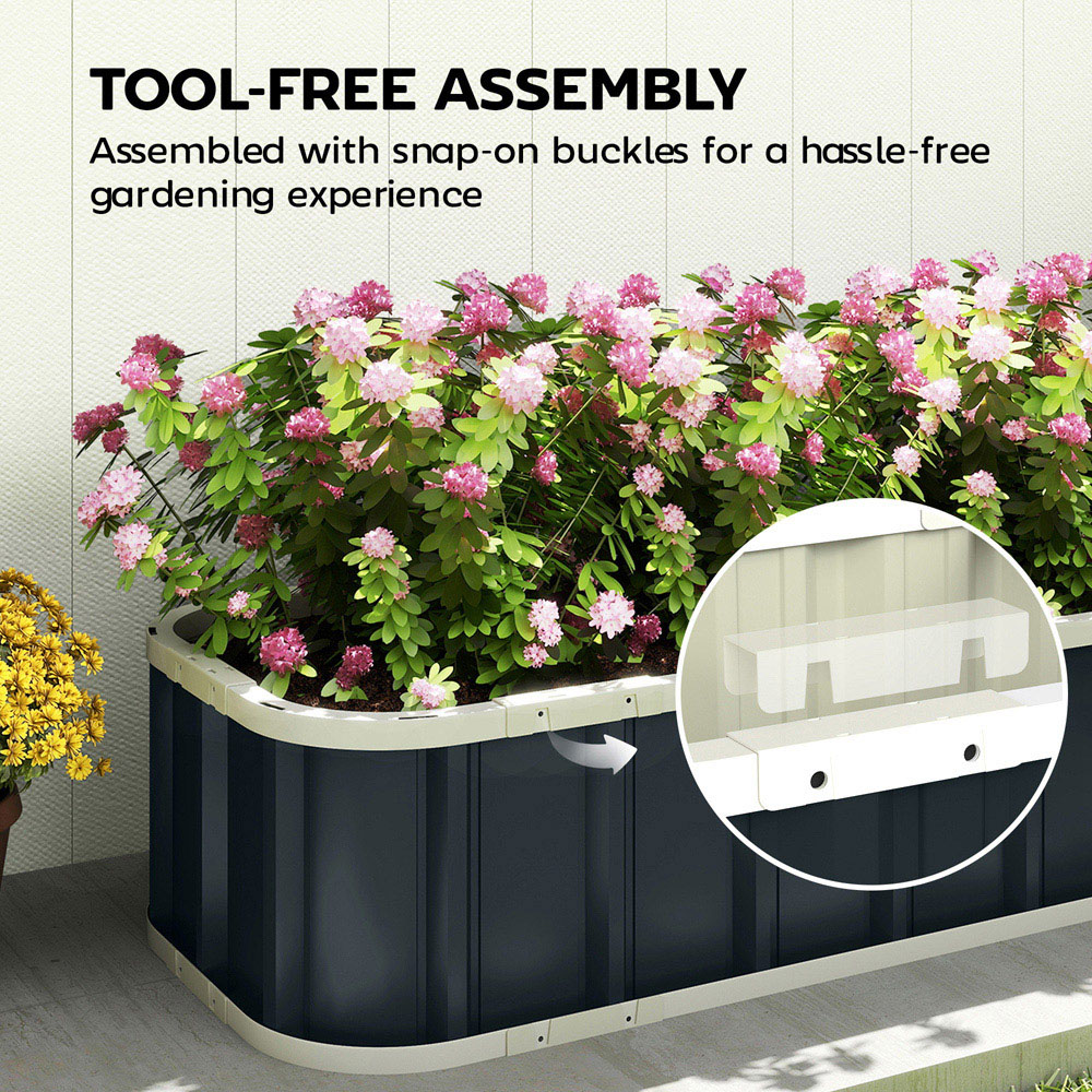 Outsunny Dark Grey Galvanised Raised Garden Bed with Gloves 136 x 52 x 31cm Image 4
