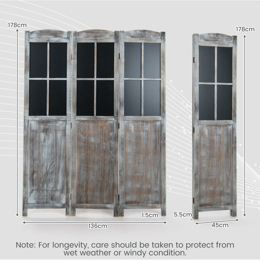 Costway 3 Panel Rustic Brown Vintage Foldable Room Divider Image 9
