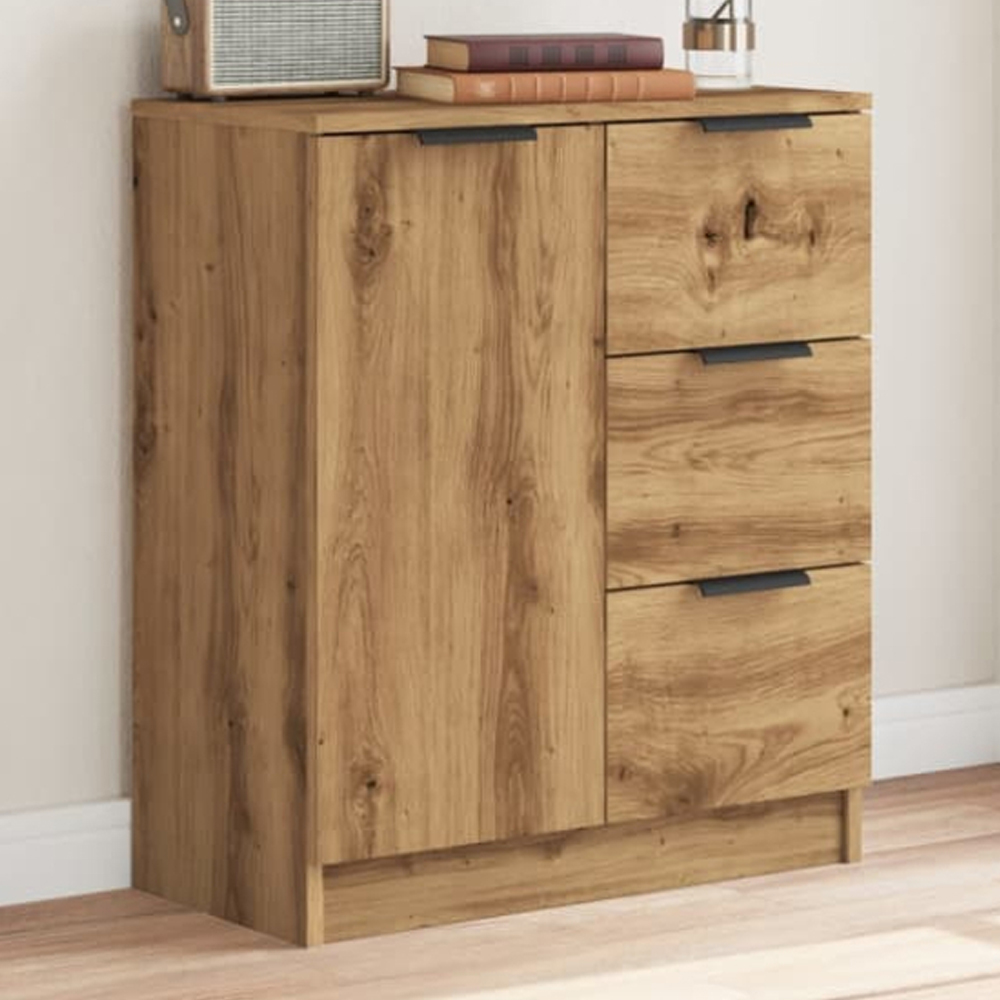 vidaXL Single Door 3 Drawer Artisan Oak Sideboard Image 1