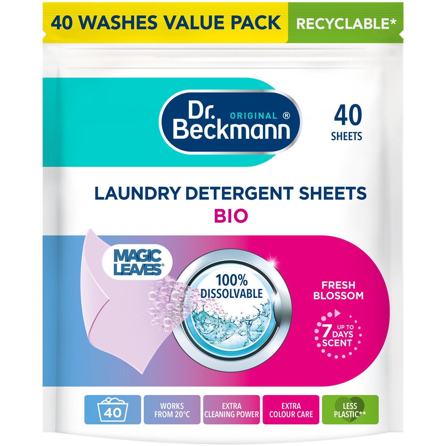 Pack of 40 Dr Beckmann Bio Laundry Sheets Image 1