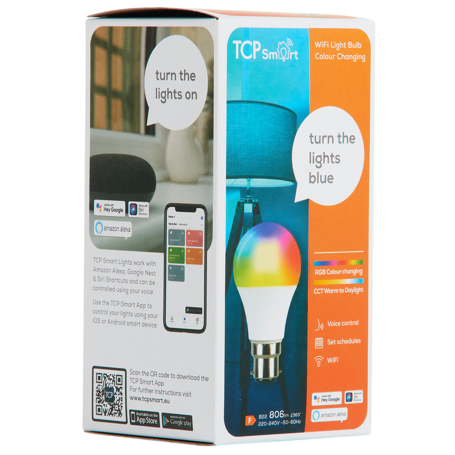 TCP WIFI LED Classic 806lm B22 RGBCCT Bulb Image 2