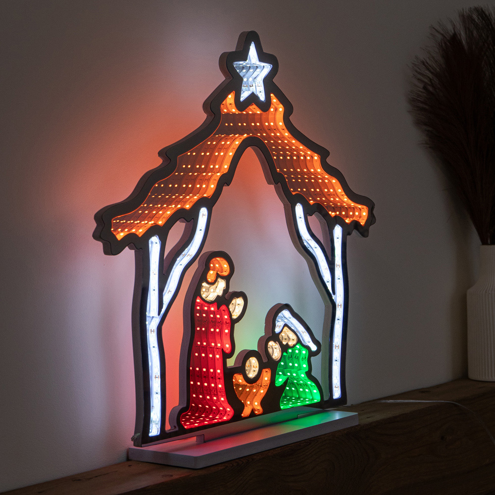 Samuel Alexander LED Light Up Nativity Scene Infinity Mirror Christmas Decoration 50cm Image 3